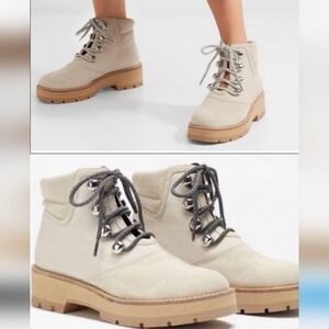 3•1 PHILLIP LIM Dylan Canvas Lace-up Hiking Boots In Neutrals Size 37.5 EUC